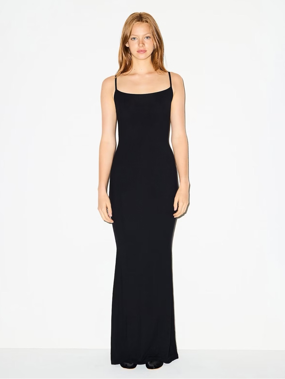 SKIMS Black Long Slip Dress